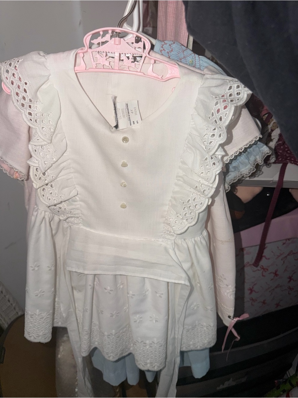 White Eyelet Ruffle Girls' Top - Unbranded